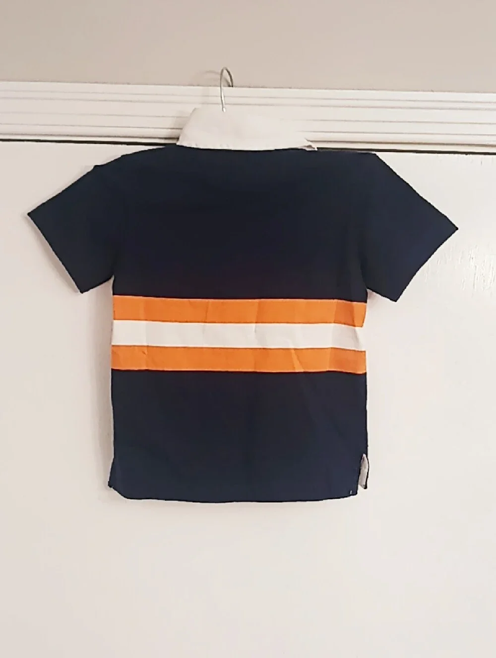 Ralph Lauren Navy Rugby Polo with Orange & White Chest Stripes Toddlers Size 2t